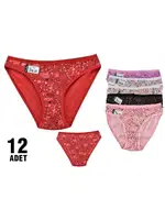 Kardelen Kadın Bikini Külot Tutku 0534 - 12 Adet Asorti