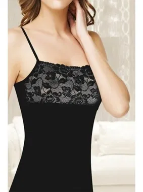 Tutku Tutku Kadın %100 Pamuk İp Askılı Geniş Dantelli Atlet 0147 - Alternatif Görünüm