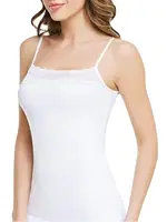 Tutku Pamuklu İp Askılı İnce Dantelli Atlet 0175 Beyaz