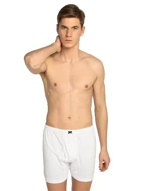 Tutku Beyaz %100 Pamuk Erkek Ribana Paçalı Arjantin Boxer Tutku 0111 - 6 Adet - Alternatif Görünüm