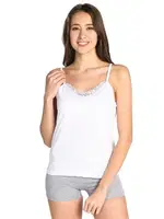 Beyaz Ribana %100 Pamuk Kadın İp Askılı Dantelli Atlet Tutku 0139 - 6 Adet Beyaz detay görünüm