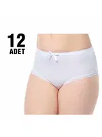 Paçası Dantel Kadın Bato Külot 12Li Tutku Elit 2402 Beyaz