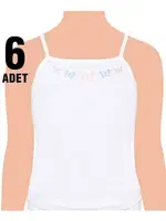 Kız Çocuk İp Askılı İşlemeli Atlet Tutku 0165 - 6 Adet Beyaz detay görünüm