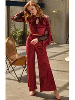 Uzun Kol T-Shirt ve Pantolon Takım Anıl 9744 Bordo