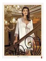 Uzun Saten Gecelik Sabahlık 2Li Çeyiz Takım Perin 4009 Ekru görsel 4