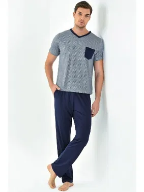 Yeni İnci V Yaka Erkek 3'lü Pijama Takımı Yeni İnci EPJ798