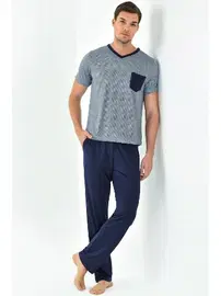 Yeni İnci V Yaka Erkek 3'lü Pijama Takımı Yeni İnci EPJ798