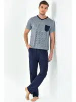 V Yaka Erkek 3'lü Pijama Takımı Yeni İnci EPJ798 Lacivert