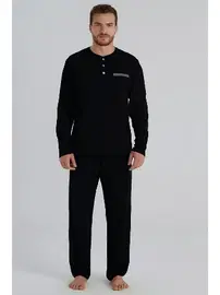 Eros Siyah Uzun Kollu Erkek Pijama Takım Eros ESE960