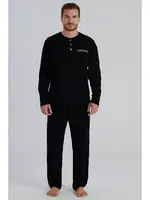 Siyah Uzun Kollu Erkek Pijama Takım Eros ESE960 Siyah