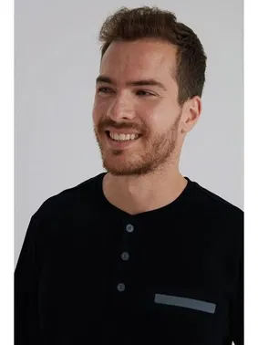 Eros Siyah Uzun Kollu Erkek Pijama Takım Eros ESE960 - Alternatif Görünüm