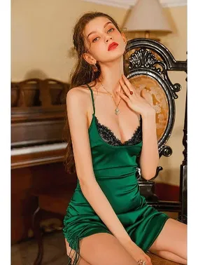 NightLight Yanları Büzgülü Fantezi Saten Gecelik Nightlight 3408