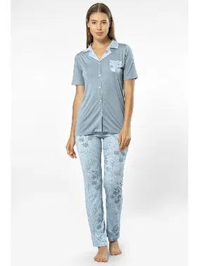 Türen Gömlek Yaka Kısa Kollu Kadın Pijama Takımı Türen 3376 - Alternatif Görünüm