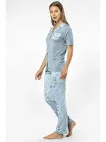 Gömlek Yaka Kısa Kollu Kadın Pijama Takımı Türen 3376 Mavi farklı açı