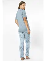 Gömlek Yaka Kısa Kollu Kadın Pijama Takımı Türen 3376 Mavi görsel 4