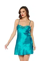 Yeşil Saten Gecelik Sistina M-266 Yeşil detay görünüm