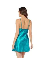 Yeşil Saten Gecelik Sistina M-266 Yeşil görsel 5