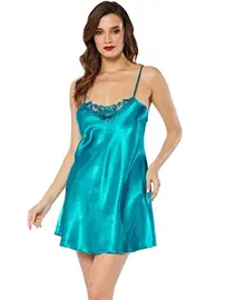 Sistina Yeşil Saten Gecelik Sistina M-266