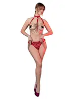 Tasmalı Zincirli Harness MissisX 2049 Kırmızı farklı açı