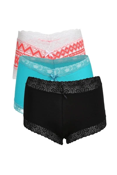 Dantelli 3Lü Kadın Boxer Akbeniz 40215