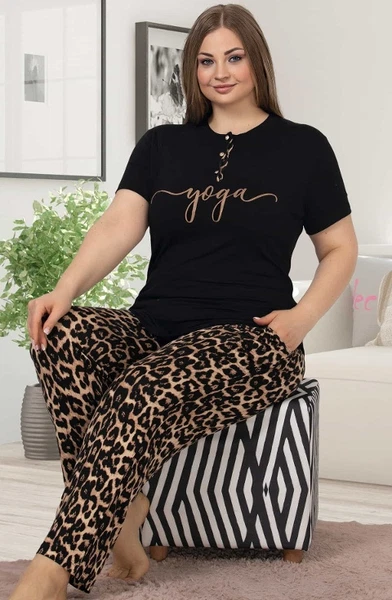 Büyük Beden Leopar Pijama Takım Lady 10850