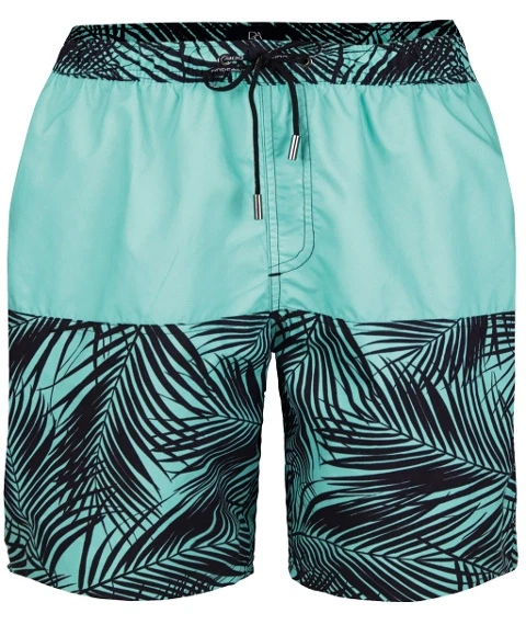 Doreanse Erkek Turkuaz Palmiye Desenli Arka Cepli Uzun Şort 3824