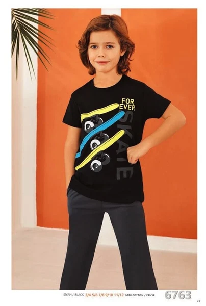 Cepli Kısa Kollu Erkek Çocuk Pijama Takımı Güryıldız 6763