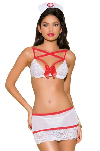 Beyaz Mini Etekli Hemşire Kostümü MisisX 1016