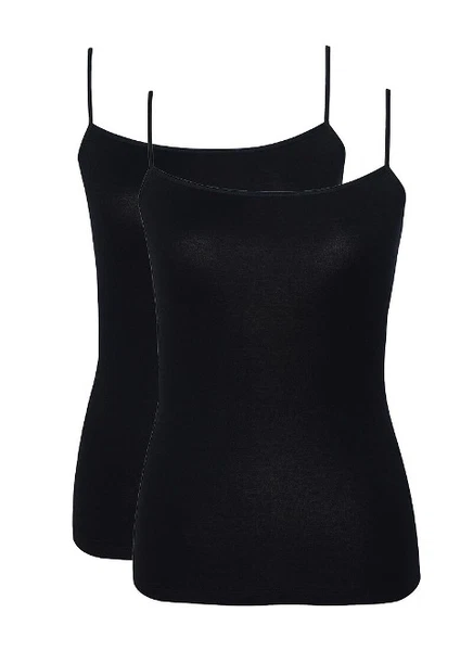 Kadın İnce Askılı Atlet 2li Paket Essential BlackSpade 1592