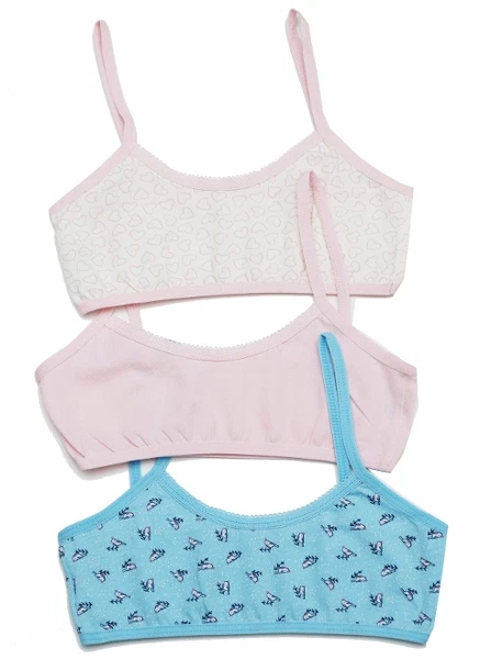 Kız Lycralı Renkli Baskılı Büstüyer 3 Lü Paket Öztaş F4622