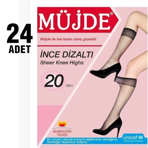 Müjde Ekonomik Kutusuz 20 Den İnce Dizaltı Çorap 24'lü 24