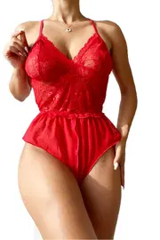 Özel Bölgesi Açık Dantel Detaylı Fantezi Body NightLight 3390