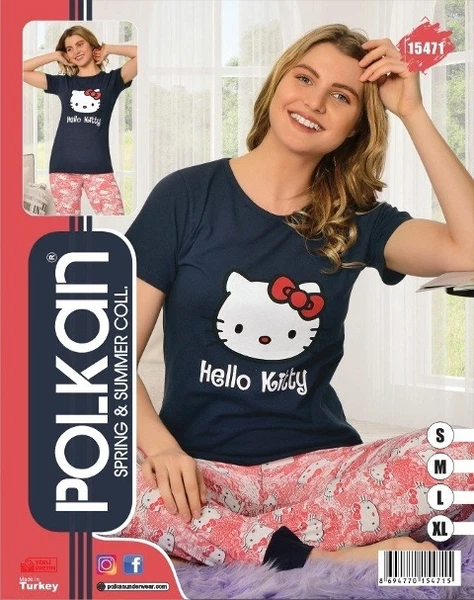 Hello Kitty Kısa Kollu Kadın Pijama Takımı Polkan 15471