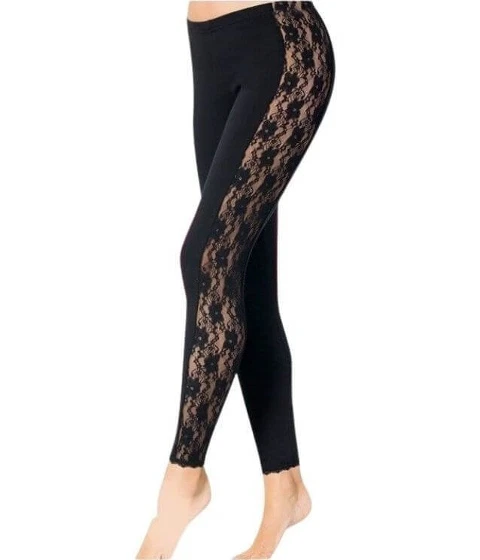 Yanı Dantelli Uzun Kadın Tayt Polkan 216