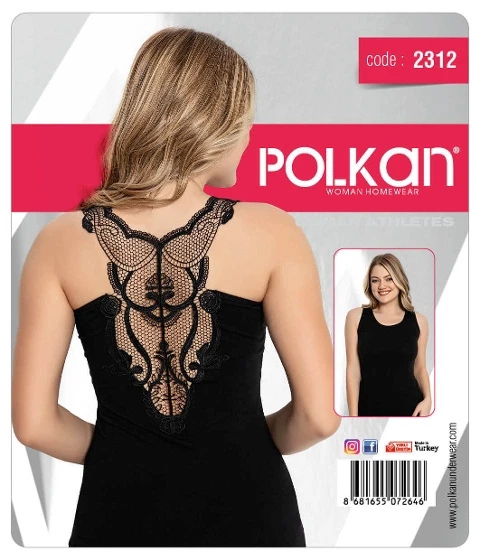 Sırtı Güpürlü Kadın Atlet Polkan 2312