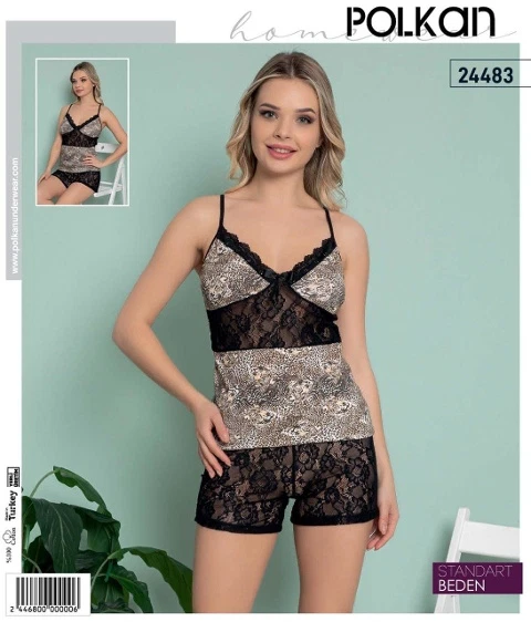 Dantel Şortlu Kadın Pijama Takım Polkan 24483
