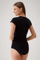 2Li Ekonomik Paket Yuvarlak Yaka Kısa Kol Basic T-shirt Pierre Cardin 1026 Siyah görsel 4