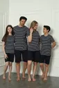 Anne Kız Çizgili Aile Penye Şortlu Pijama Takım Akbeniz 50117