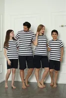 Yuvarlak Yaka Baba Oğul Aile Penye Şortlu Pijama Takım Akbeniz 50116 Lacivert Erkek