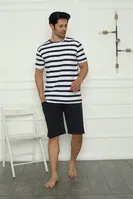 Yuvarlak Yaka Baba Oğul Aile Penye Şortlu Pijama Takım Akbeniz 50116 Lacivert Erkek farklı açı