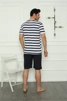 Yuvarlak Yaka Baba Oğul Aile Penye Şortlu Pijama Takım Akbeniz 50116 Lacivert Erkek görsel 4