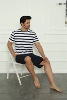 Yuvarlak Yaka Baba Oğul Aile Penye Şortlu Pijama Takım Akbeniz 50116 Lacivert Erkek görsel 5
