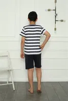 Yuvarlak Yaka Baba Oğul Aile Penye Şortlu Pijama Takım Akbeniz 50116 Lacivert Erkek görsel 8