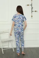 Penye Cepli Kısa Kollu Anne Kız Aile Pijama Takım Akbeniz 50104 görsel 7