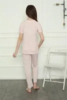 Anne Kız Pembe V Yaka Aile Penye Pijama Takım Akbeniz 50107 Pembe görsel 6