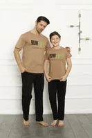 Baba Oğul Cotton Kısa Kollu Pijama Takım Akbeniz 50102 Bej