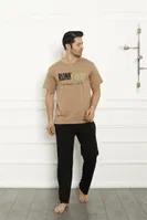 Baba Oğul Cotton Kısa Kollu Pijama Takım Akbeniz 50102 Bej farklı açı