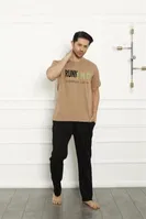 Baba Oğul Cotton Kısa Kollu Pijama Takım Akbeniz 50102 Bej görsel 4