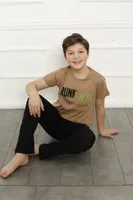 Baba Oğul Cotton Kısa Kollu Pijama Takım Akbeniz 50102 Bej görsel 5