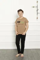Baba Oğul Cotton Kısa Kollu Pijama Takım Akbeniz 50102 Bej görsel 6